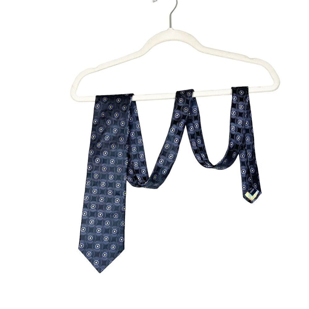 TED‎ BAKER LONDON Tie 100% Silk Necktie Geometric Luxury 60x3.5 Navy BLUE Thick